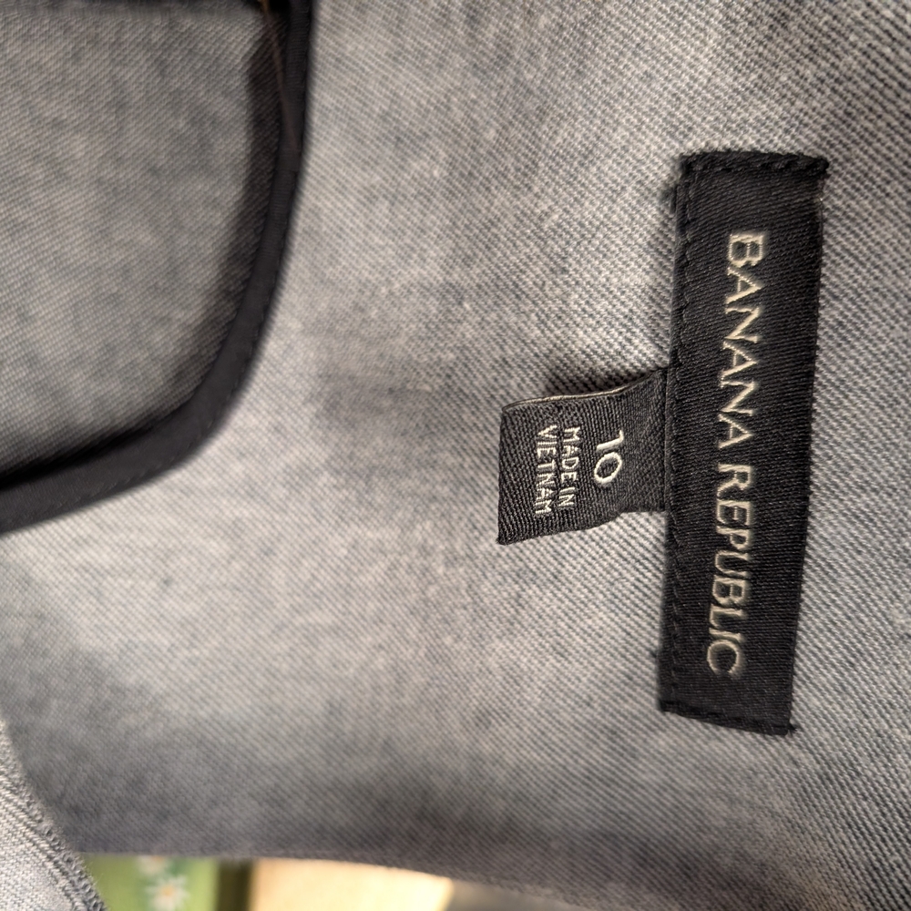 Banana Republic Bi Stretch Racer Neck Grey Sheath Mini Dress Size 10 Business - Picture 8 of 10